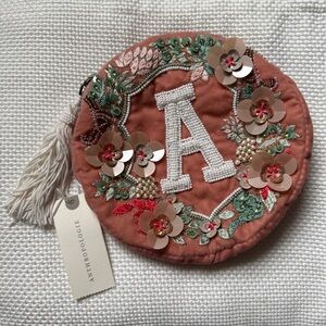 Anthropologie “A” Sequin Beaded Clutch Purse Bag